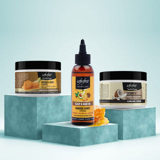 Manuka Honey and Avocado leave-in, scalp oil, and JBCO curl crème For Curly Hair